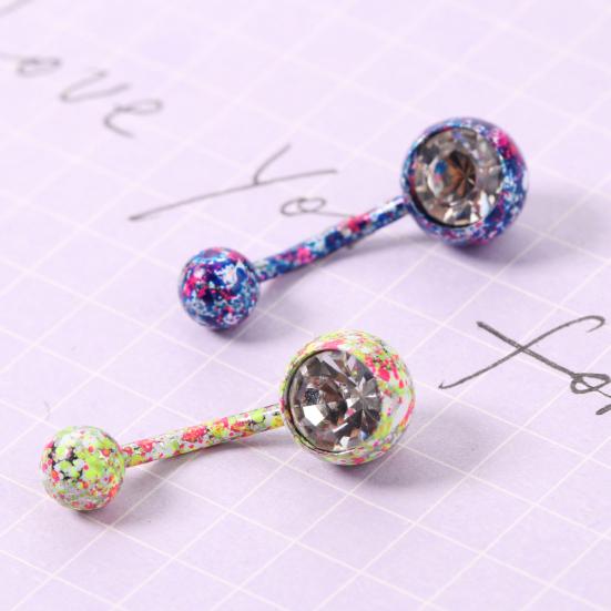 Kroppspiercingsmykker Krystall Rhinestone Blomsterhengende Knapp Mage Navlepiercing Bar
