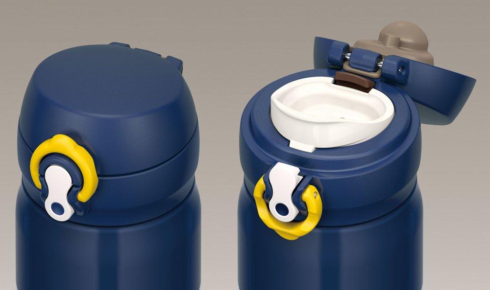 Thermos Water Vacuum Insulated Portable Open Navy Bottle, Mug, One-Touch Type, 0.4L, Yellow, JNL-402 NV-Y