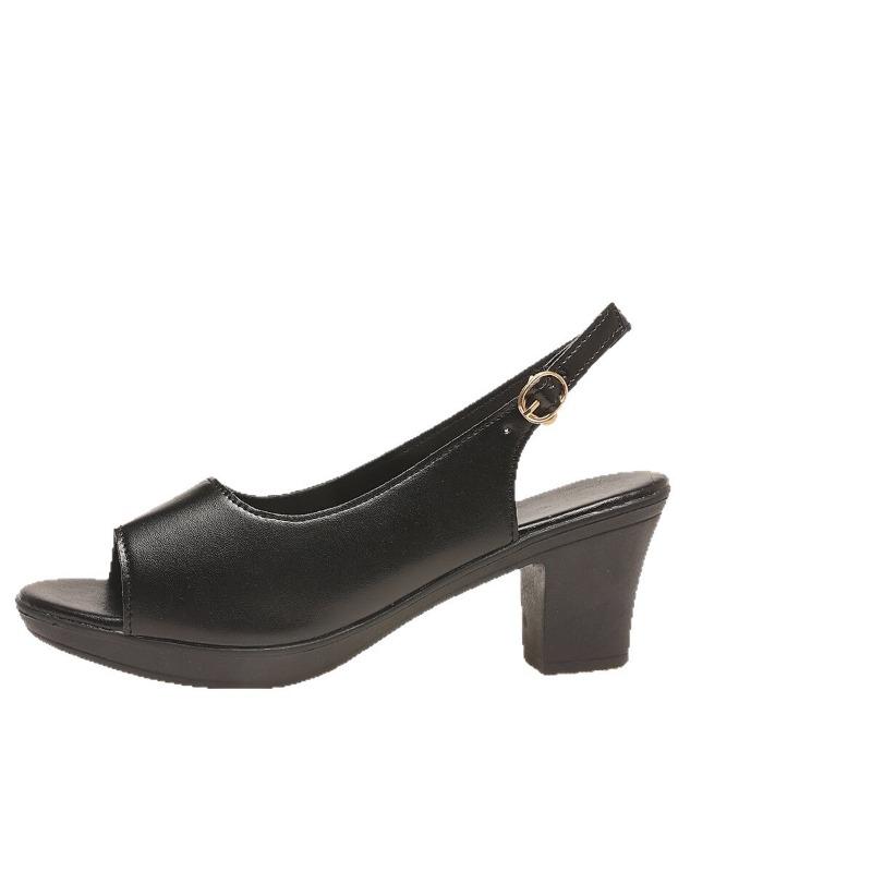 Sandals Women's Medium Heel Summer New High Heel Fashion Thick Heel Fish Mouth Thick Sole Waterproof Table Women's Shoes