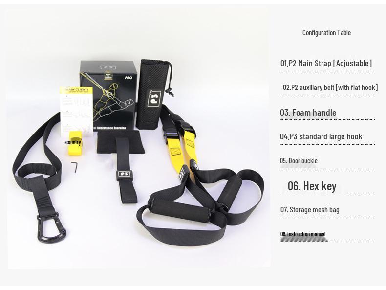 Multifunctional TRX Suspension Fitness Set with Resistance Bands and Ropes