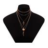 Fashion Multiple Layers Rose Cross Necklaces For Women Charm Gold Silver Chokers Necklace Boho Collares Female Jewelry