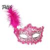 Photogenic Masquerade Mask Halloween Princess Half Face Mask, Venetian Party Elegant with Lace Feather Rhinestones, Adjustable Ribbon Women Accessory