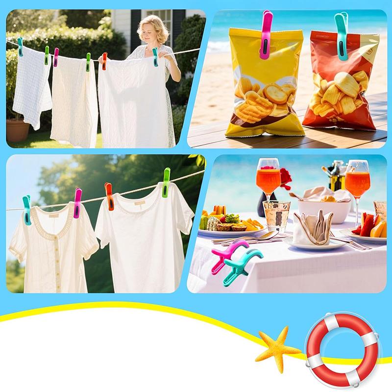 8Pcs Beach Towel Clips Set for Beach Chairs Strong Grip Clothes Pegs Large Non-Slip Towel Pegs Clothespins for Hanging Clothes