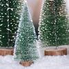 10 PCS Artificial Frosted Sisal Trees Bottle Brush Trees with Wood Base Artificial Frosted Sisal Trees DIY Crafts  for Xmas Home Tabletop Decor
