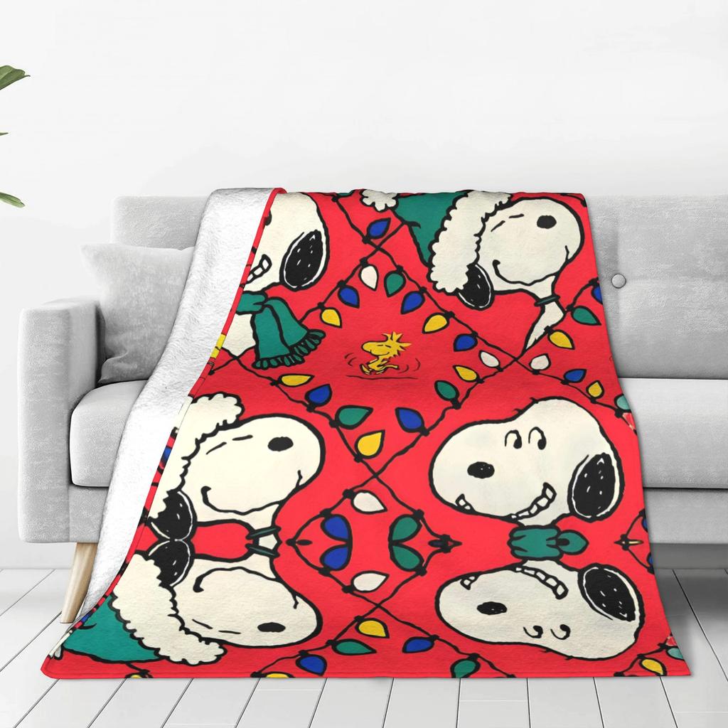 Snoopys Merry Christmas Cartoon Warm Blanket Children Plush Throw Blanket Fluffy Bedroom Flannel Bedspread Sofa Bed Cover