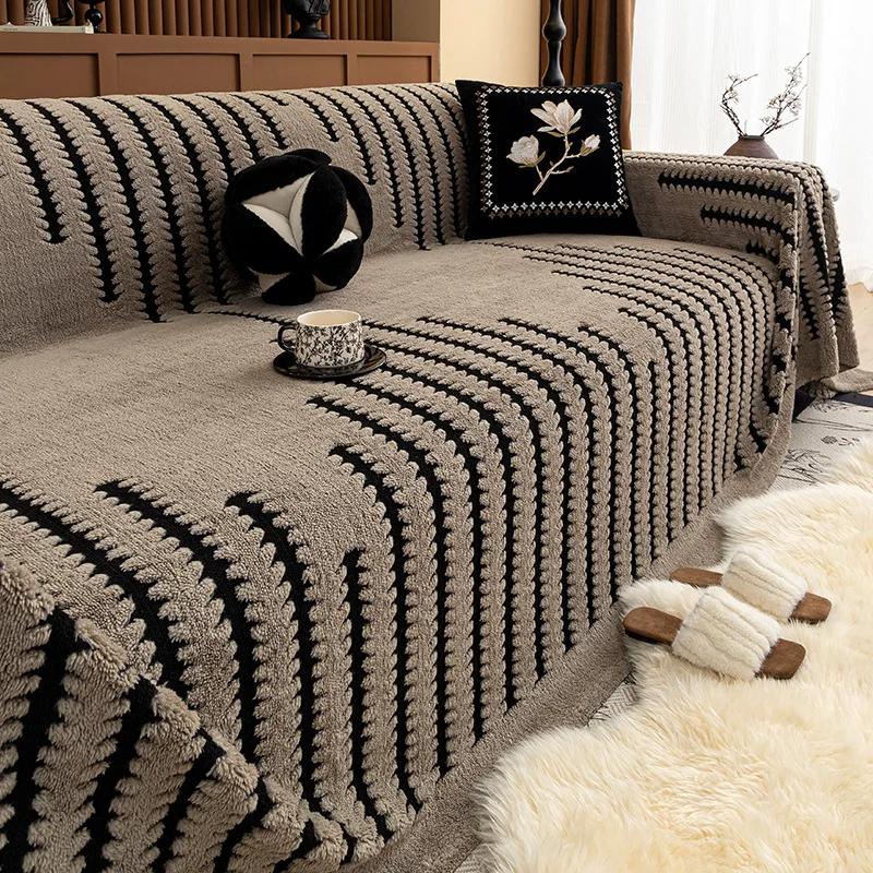 

Современный и простой чехол для дивана из хлопкового бархата, новый, всесезонный, универсальный, толстый, противоскользящий и пылезащитный чехол для дивана 180x130