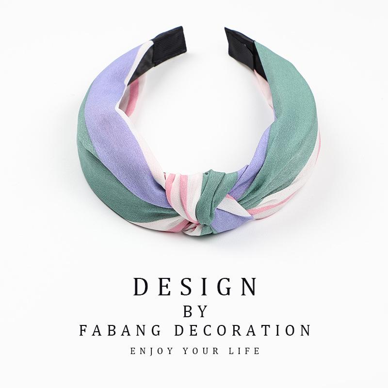 Korean Style Women's Striped Criss-Cross Bow Headband for Yoga & Face Washing