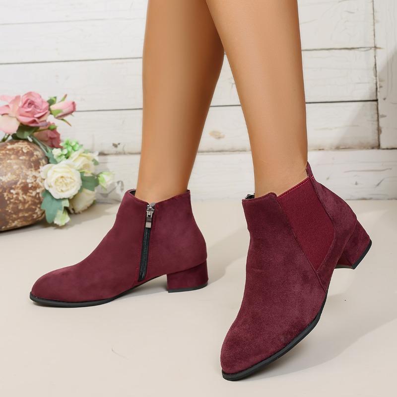 Nové dámské kotníkové boty na středním podpatku se špičatou špičkou, jednoduché boty