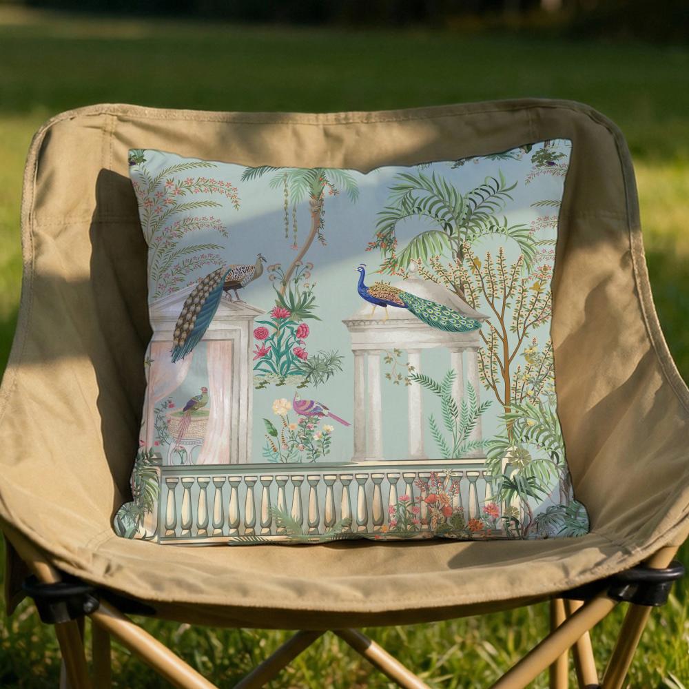 Mughal Garden with Peacock Cushion Cover Soft Reversible Durable Pillow Cover MultiScene Use for Home Car Daily Comfort