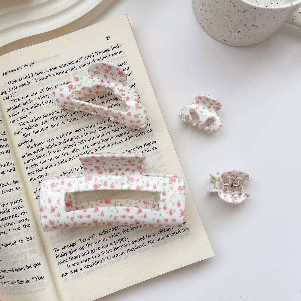 Suport pentru coadă de cal Floral Flor Gheare de păr Gheare de păr geometrice Agrafe de păr Femei Agrafe de păr coreeană de rechin