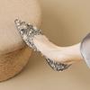 Women's Shoes Rhinestone Single Shoes Female Full Diamond Flat Bottom Shallow Mouth Fairy Ethnic Style Rivet Shoes Foreign Style Versatile
