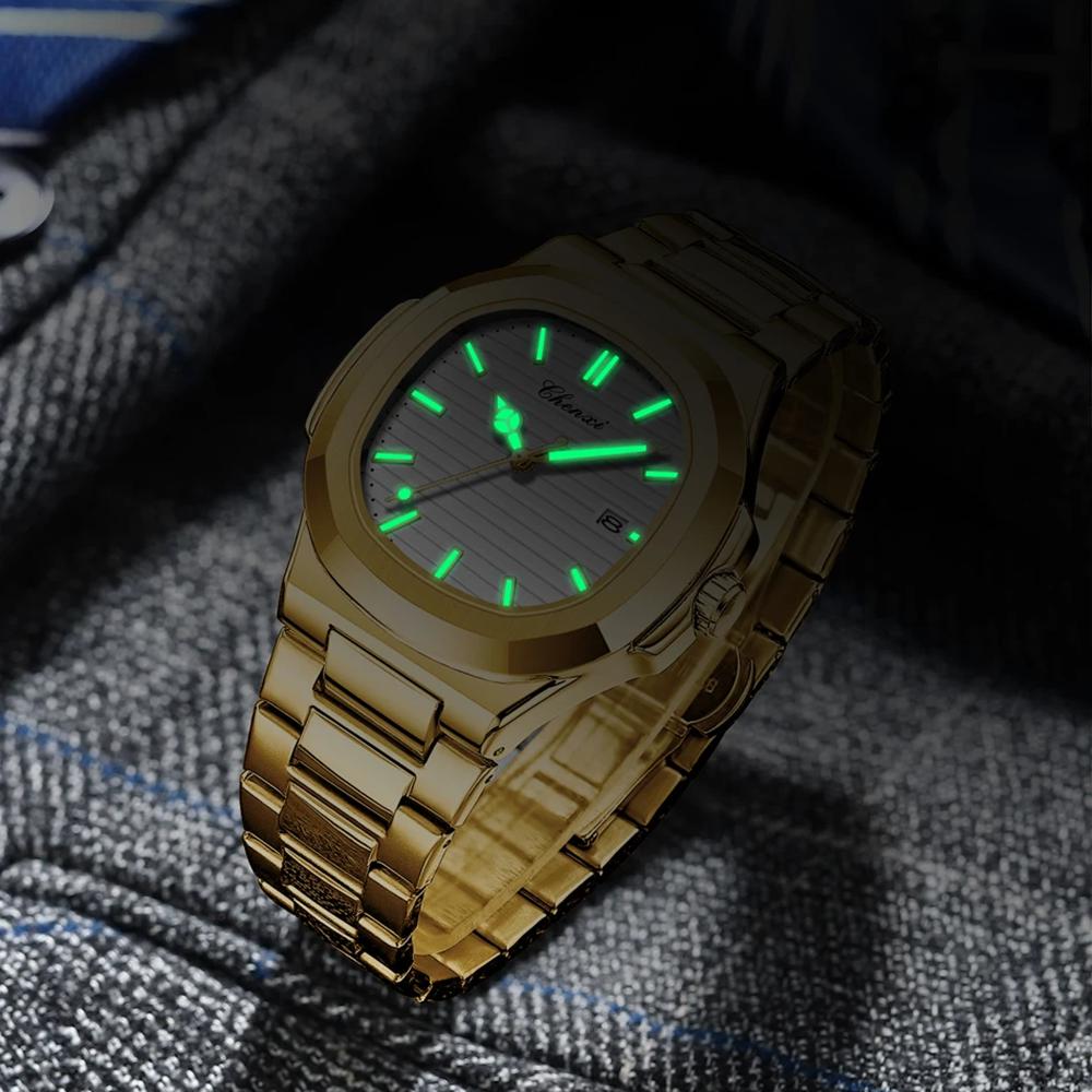 Chenxi Luxury Gold Stainless Steel Luminous Casual Business Watch For Men Fashion Waterproof Quartz Wristwatches