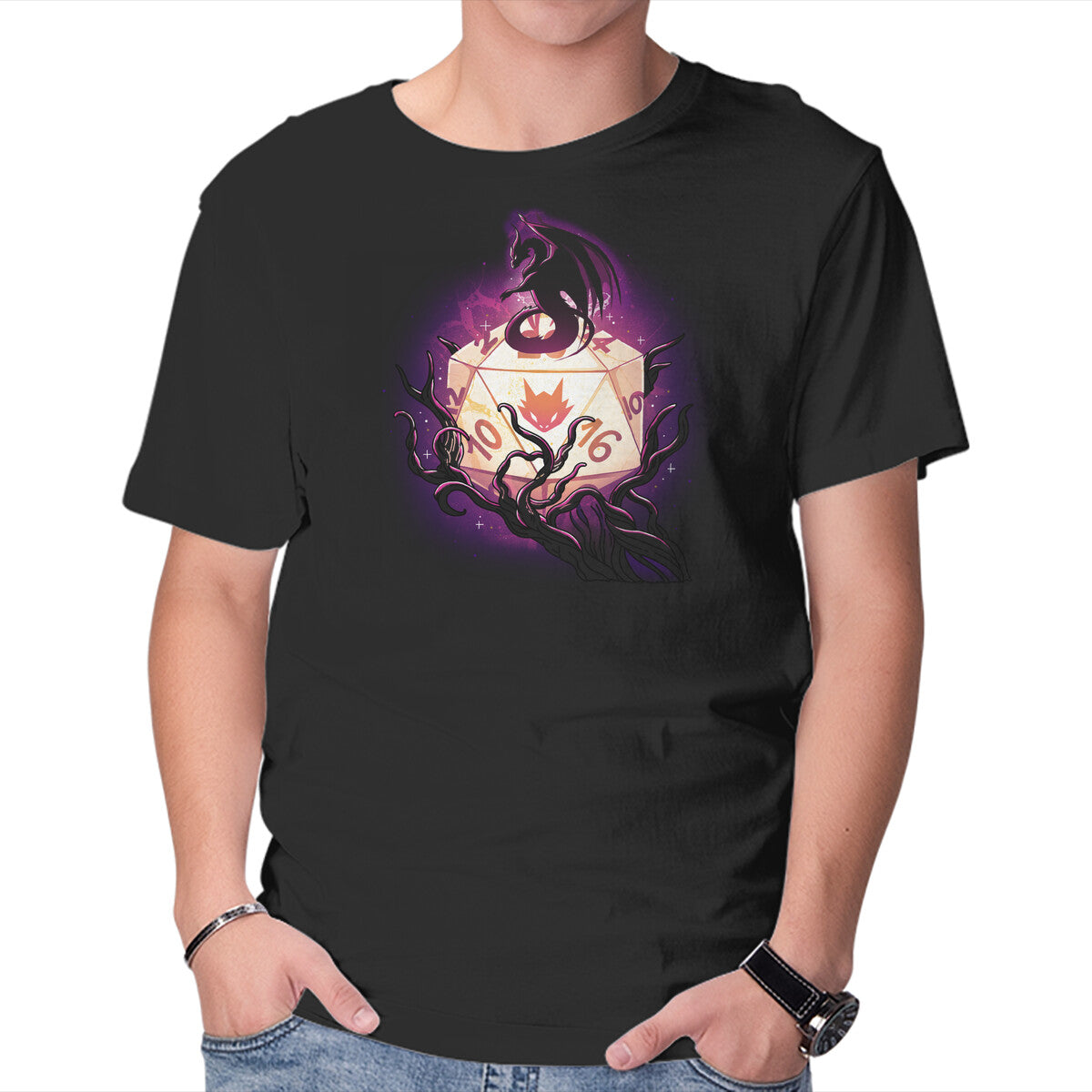 Unisex Crew Neck T-Shirt Magic Dragon Dice Graphic Short Sleeve Casual Tee XXXXL