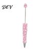 Creative Gift for Women DIY Beadable Pen, Bling Rhinestones And Faux Pearls Beaded Office Desk Accessories Black Ink Ballpoint Pen School Supplies