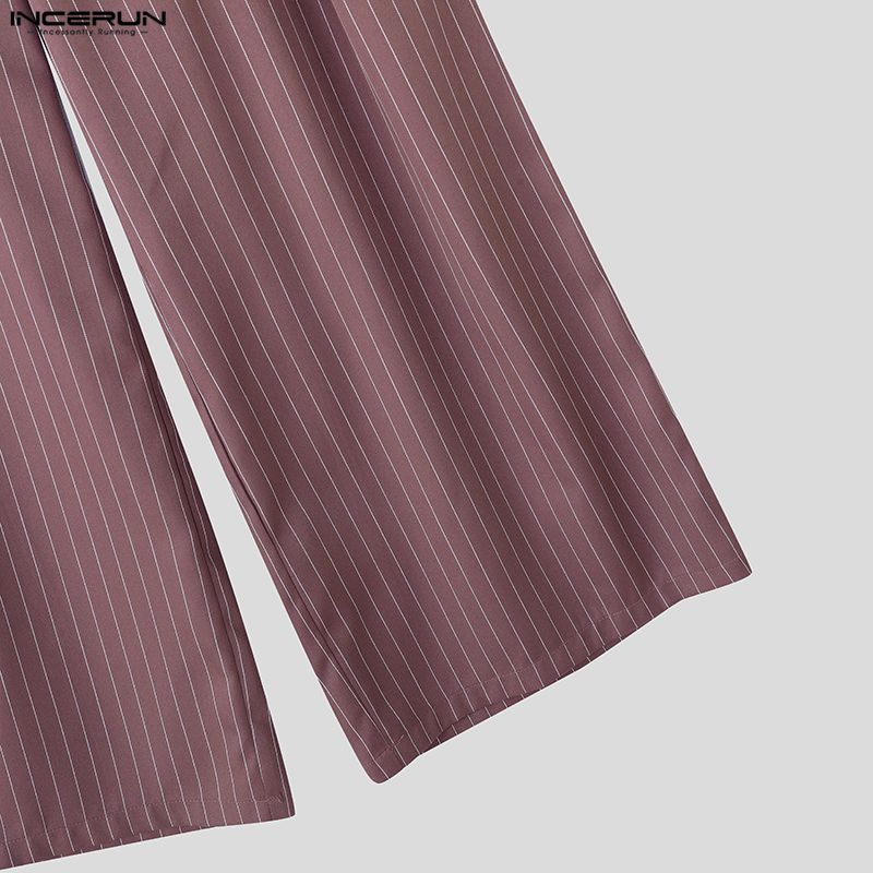 INCERUN Two Pieces Sets Men Casual Sleeveless Striped Tank Tops and Long Pants Trousers Outfits