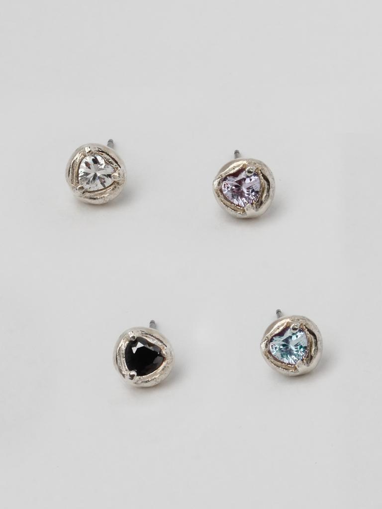 Postlude [Silver] Mini Rough Heart Cz E (4 Colors)