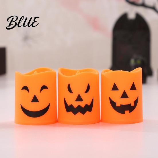 Realistic Flickering Flameless Candles 6 Pcs Battery Operated Tea Lights Orange Electric Fake Ghostly Patterned LED Candles Halloween Spooky Pumpkin