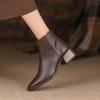 Chelsea Boots Women's Medium Heel Autumn and Winter Thick Heel Martin Boots Velvet Chimney Short Boots