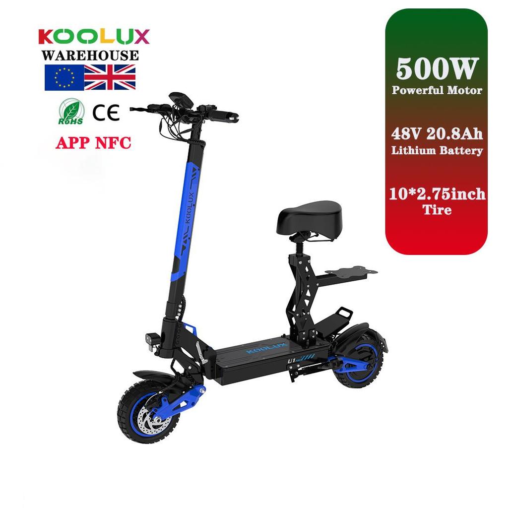 KOOLUX U1Pro All-Terrain Folding Electric Scooter 48V15.6Ah Battery 10 Inch Off-Road Tires 60-70KM Range Adult E-Scooter With Seat