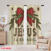2pcs,2D Plane Printing Popular Curtain Panels Red Dot Bow Versatile Durable Polyester (without Rod) Festive for Bedroom, Living