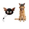 Adjustable Dog Reindeer Antler Cap Soft Plush Dog Xmas Bow Top Hat  Xmas Gift