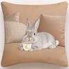 Adorable Bunny With Coffee Cup Print Pillowcase - Home Decor, Perfect For Living Room And Bedroom, Ideal Gift For Animal Lovers