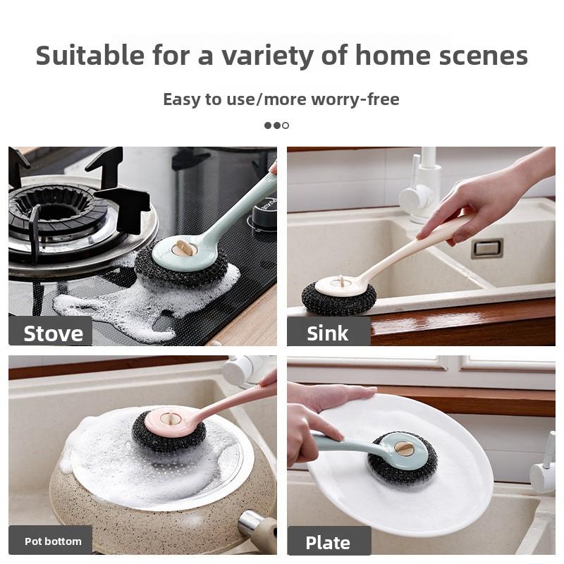 Large-sized Long-handled Kitchen Pot and Dish Cleaning Brush for Home Use