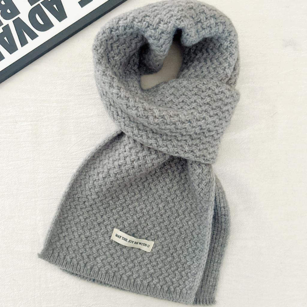 Autumn and Winter Solid Color Coarse Needle Knitted Scarf, Thickened Soft Waxy Warm Wool Scarf Women's Simple Long Scarf