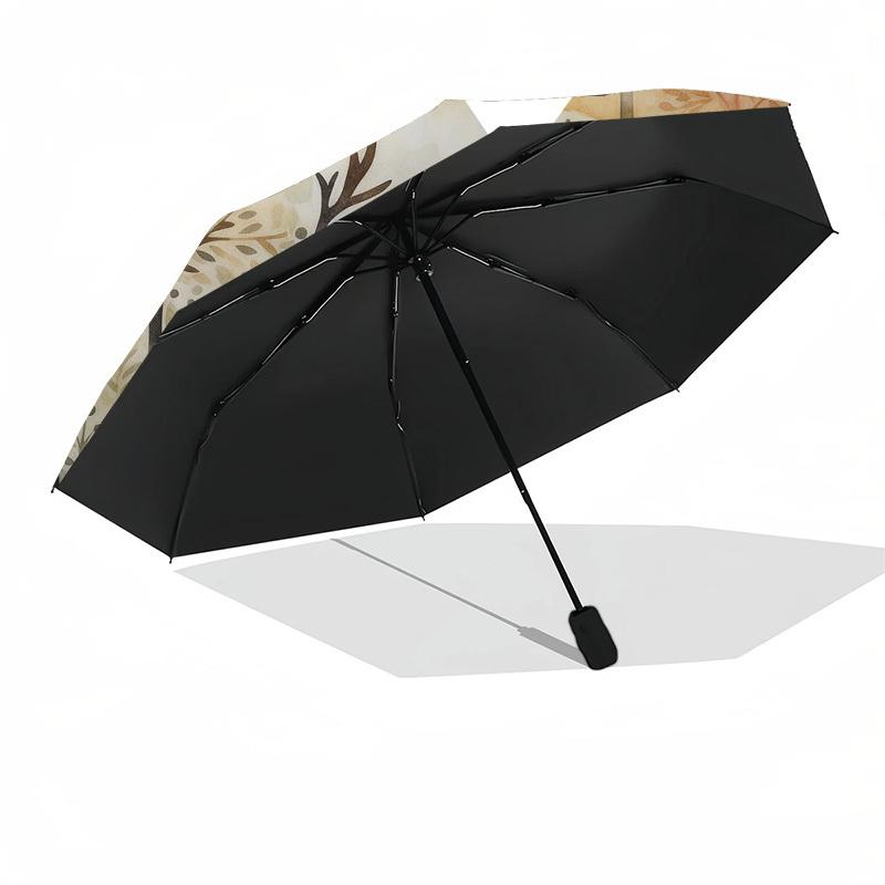 1pc Deer Forest Automatic Folding Umbrella, Heavy Duty 8 Rib Iron Frame,  Suitable for Travel, Daily Use, Birthday, Decor Gift  15
