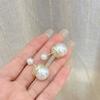 Design Sense, a Two-wear Size Pearl Double-sided Earrings 111 Silver Needle Simple Temperament Stud Earrings Women's Retro Earrings