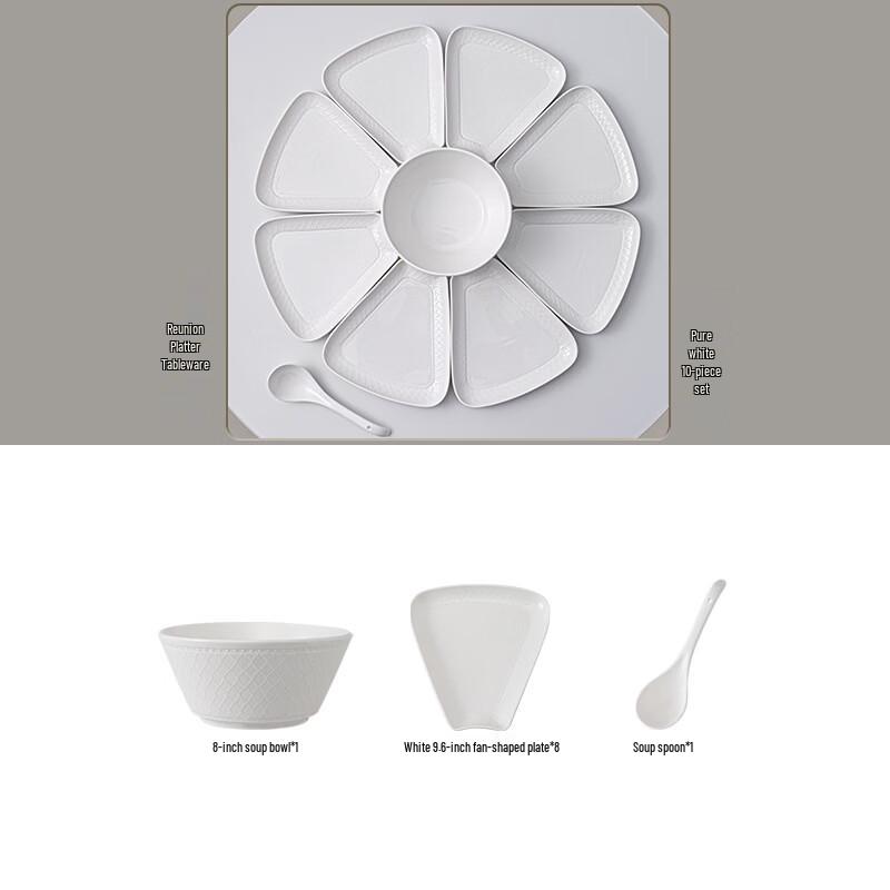 Handon 10-Piece Pure White Embossed Dinnerware Set