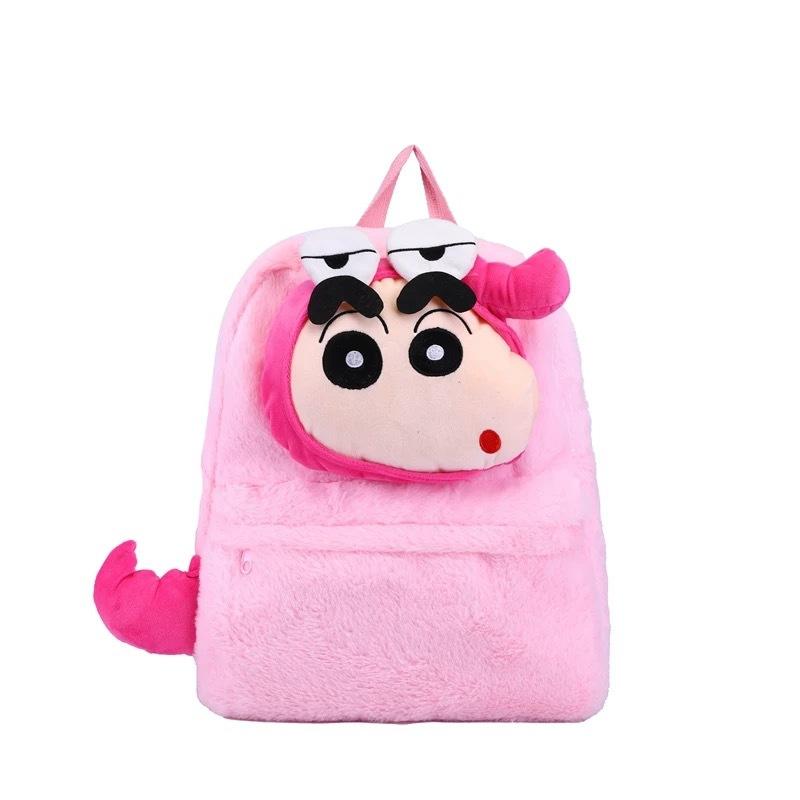 

Cartoon Shinchan Crayon Doll Backpack Fluffy Kid Backpack For School And Outings рожевий
