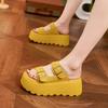 Fashion 7CM Suede Leather High Brand Comfy Peep Toe Slippers Fashion Platform Wedge Flats Sandals Summer Chunky Sneaker Hook Shoes Women