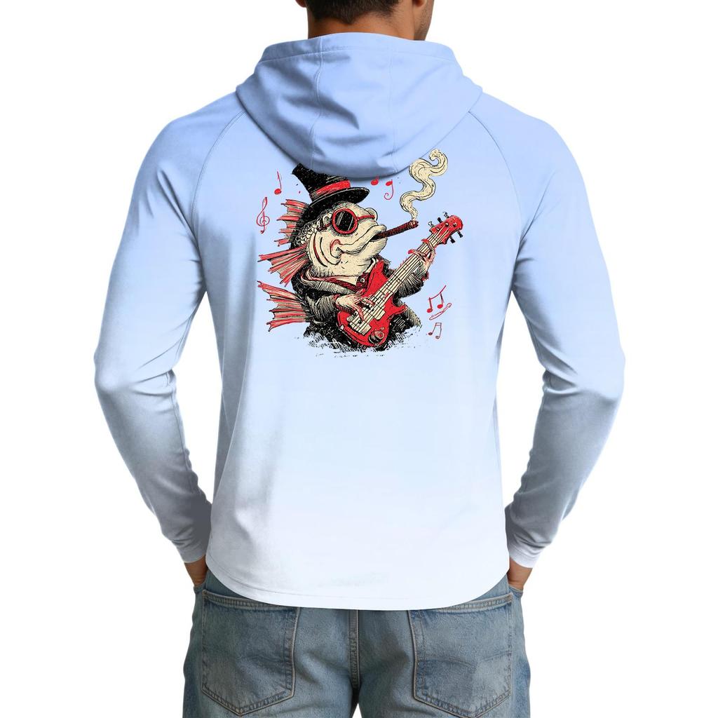 Men's UPF50+ Sun Protection Cooling Shirt Long Sleeve Hooded Outdoor Sports Fishing Stretch Lightweight Breathable Top