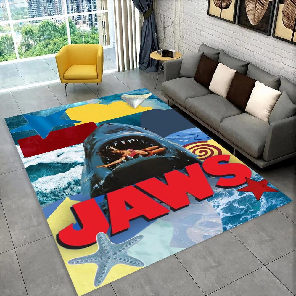 3D Jaws Horror Movie Shark Area Rug,Carpet Rug for Living Room Bedroom Sofa Doormat Decoration,kids Play Non-slip Floor Mat