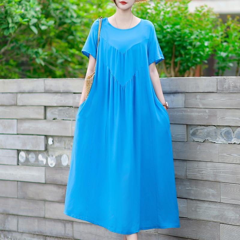 Κομψά Καλοκαιρινά Φαρδιά Φορέματα Γυναικεία Vintage Ρούχα Κοντομάνικο Μεγάλο Μέγεθος Casual Μακρύ Φόρεμα
