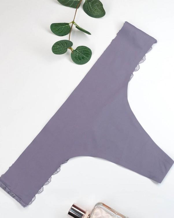 

Безшовні трусики танга з мереживом ISSA Plus M електричні фіолетовий колір