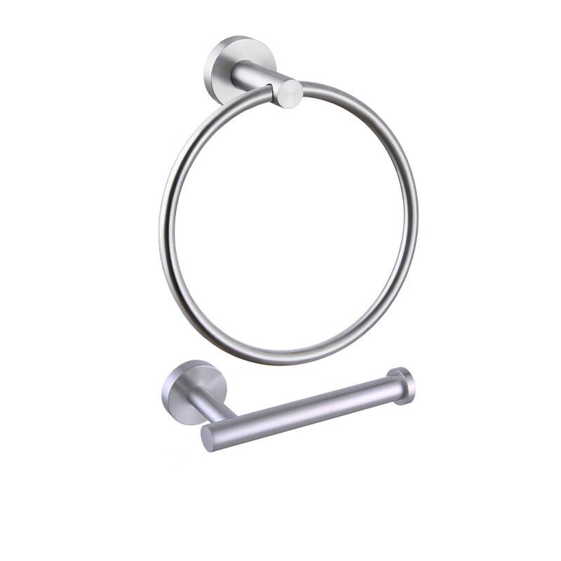Wall-Mounted Toilet Paper Holder and Towel Ring Set