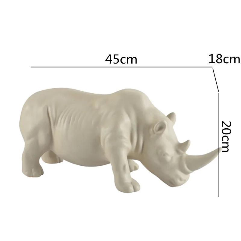Ceramic Crafts Simulation Animal Sculpture Rhino White Rhino Ceramic Ornaments Animal Figures Home Decoration Accessories