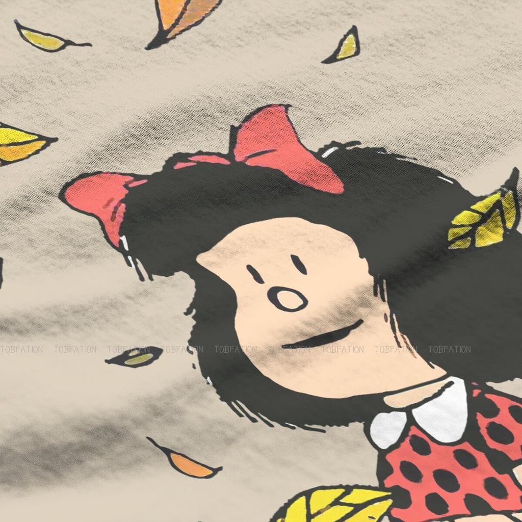 Autumn Leaves Quino Comic Argentino 4xl Tshirt Mafalda Cartoon Style Tops Casual T Shirt Female Tee Unique