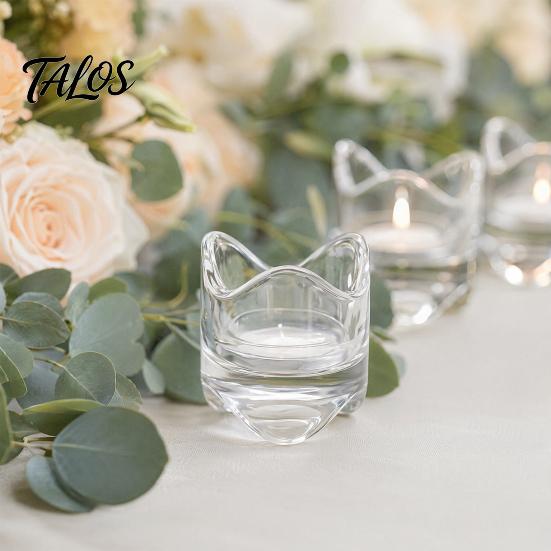 Talos Glass Candle Holder, Irregular Rippled Tealight Cup with Crystal Clear Thickened Glass, Minimalist Romantic Desk Decor for Bedroom Living