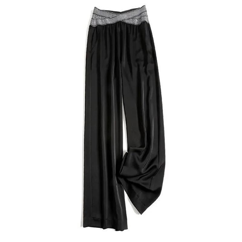

Расклешенные брюки больших размеров, свободные повседневные брюки с высокой талией, модные мешковатые женские днища S чёрный