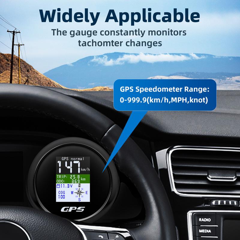 ZMFJH Digital 0-600KMH,MPH,Knots 85mm GPS Speedometer Gauge TFT Screen COG TRIP Odometer Voltage Compass Waterproof for Boat Car