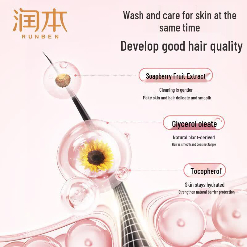 RUNBEN Baby Bubble 2-in-1 Shampoo & Body Wash (Peach Leaf)