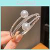 Pearl Multilayer Open Bracelet With Diamond Embellishments For Elegant Ladies