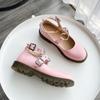 Shallow mouth round head student small leather shoes Harajuku Lolita shoes flat-soled buckle single shoes