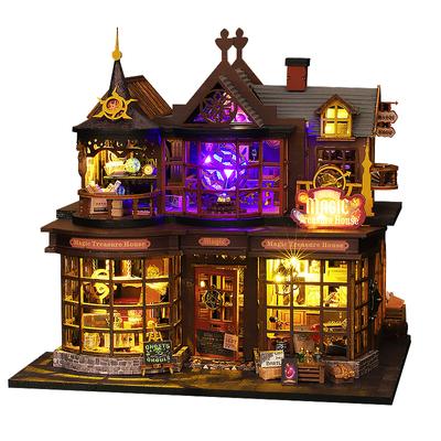 3D Holzpuzzle Puppenhaus Handwerk DIY Kleines Haus Kit Gebäude Montage Spielzeug Haus mit LED-Licht Puppenhaus Kinder Erwachsene Geschenke