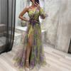 Women's Summer Dress Slanted Shoulder Mesh Printed Suspender Holiday Casual Party Dress