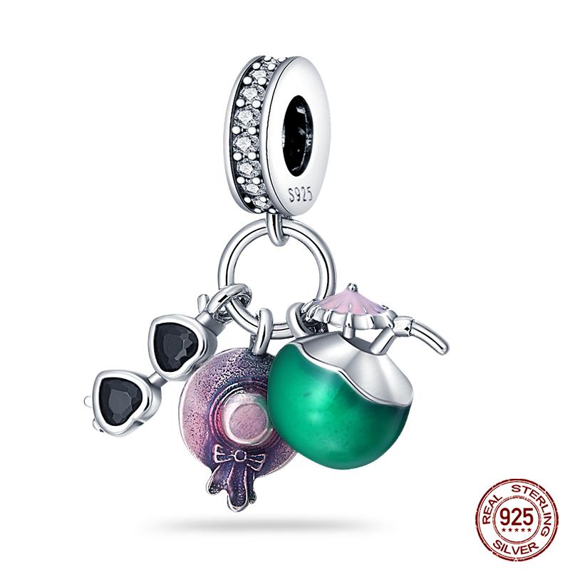 Copper Tree Of Life Four-Leaf Clover Green Series Charms Beads Fit Qikaola Original Bracelet Diy Jewelry Making