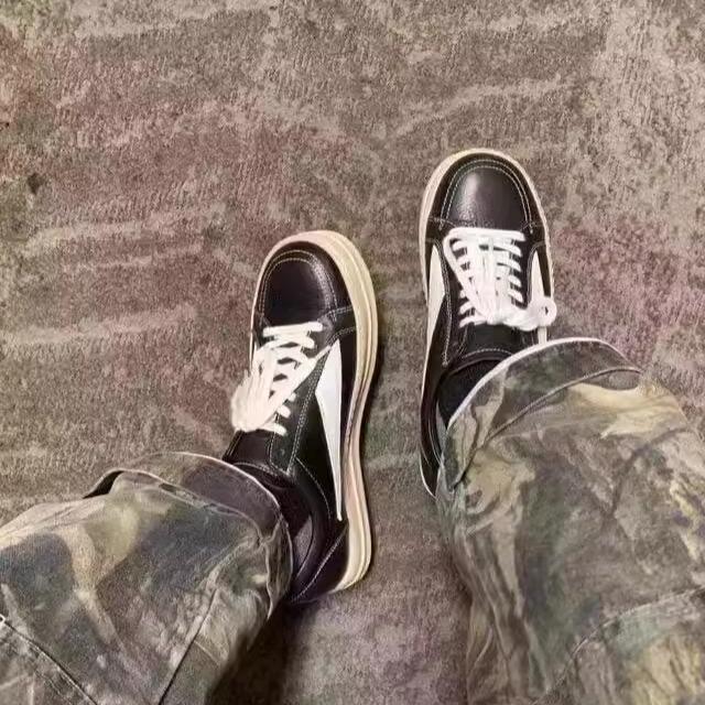 Men's and Women's Inverted Triangular Leather Board Shoes Increase The Height of The New Niche Low-top Thick-soled Milk-scented Casual Sports Shoes